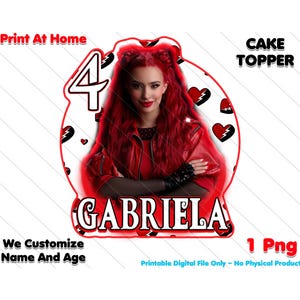 Personalized Red Descendants Cake Topper | Rise of Red Printable Topper | Custom Name & Age, Cake Topper, Digital Download, Print at Home