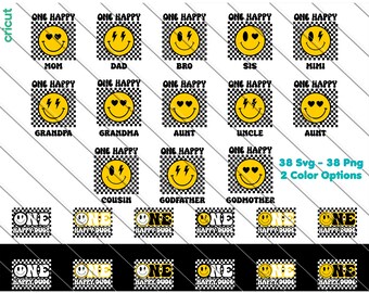 One Happy Dude 1st Birthday SVG PNG: Smiley Bolt Eyes Family Matching (Digital Download)