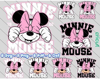 Minnie Mouse SVG for Cricut: Varsity Design (Digital Download)