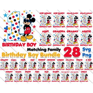 Mickey 1st Birthday Family Matching Shirts SVG PNG (Digital Download)