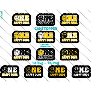 Un mec heureux de gâteau, un mec heureux Svg Bundle, Png Bundle, 1er anniversaire Svg, smiley, PNG, Svg pour Cricut