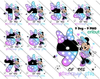 Minnie Mouse Birthday Girl SVG Bundle: Colorful Cricut Designs (Digital Download)