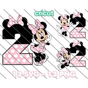 Minnie Mouse 2do cumpleaños, Minnie Mouse Svg, Minnie Mouse Svg para Cricut, Minnie Mouse Png, Clip Art, Archivos de imagen, Png imprimible, Svg