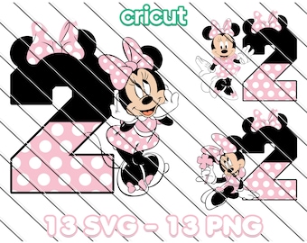 Minnie Mouse 2nd Birthday SVG: Clip Art Image Files (Digital Download)