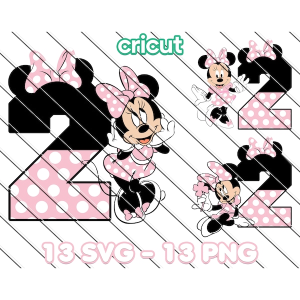 Minnie Mouse 2nd Birthday, Minnie Mouse Svg, Minnie Mouse Svg For Cricut,  Minnie Mouse Png, Clip Art, Image Files, Printable Png, Svg