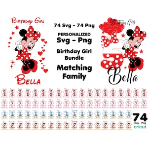 Minnie Matching Family, Personalized Minnie Birthday Girl Family Svg, Personalized Minnie  Birthday Svg and Png, Family Bundle