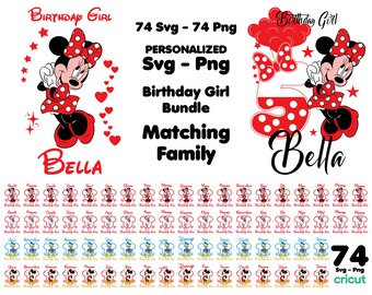 Personalized Minnie Birthday Girl :  Family Matching SVG PNG Bundle (Digital Download)
