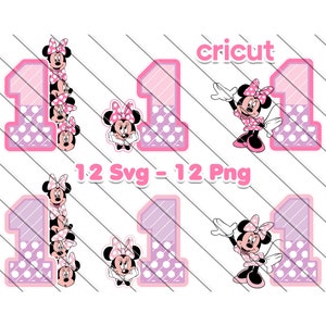 Minnie Mouse 1° compleanno Svg, Png, Minnie Mouse Svg per Cricut, Minnie Mouse Png, ClipArt, 1° compleanno, Minnie Mouse 1° compleanno