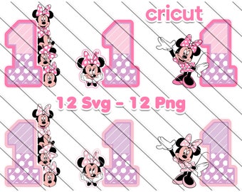 Minnie Mouse 1° compleanno SVG PNG Clipart (download digitale)