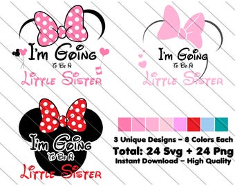 Minnie Mouse Little Sister SVG PNG: Birthday Design (Digital Download)