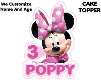 Personalized Pink Minnie Mouse Cake Topper (Digital Download)