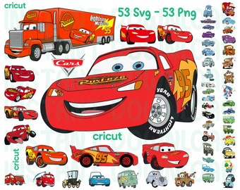 Voitures Svg, Svg Lightning McQueen, fichiers Svg voitures pour Cricut, fichiers de coupe Lightning McQueen, voitures Png, fichiers SVG en couches, voitures pour Cricut