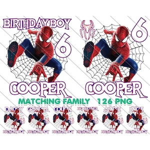 Personalized Spiderman Birthday Boy, Matching Family, Custom Birthday, Family T-Shirts, Spidey Sublimation, Custom Spiderman Png