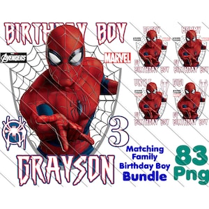 Personalized Spiderman Birthday Boy PNG: Matching Family Shirts (Digital Download)