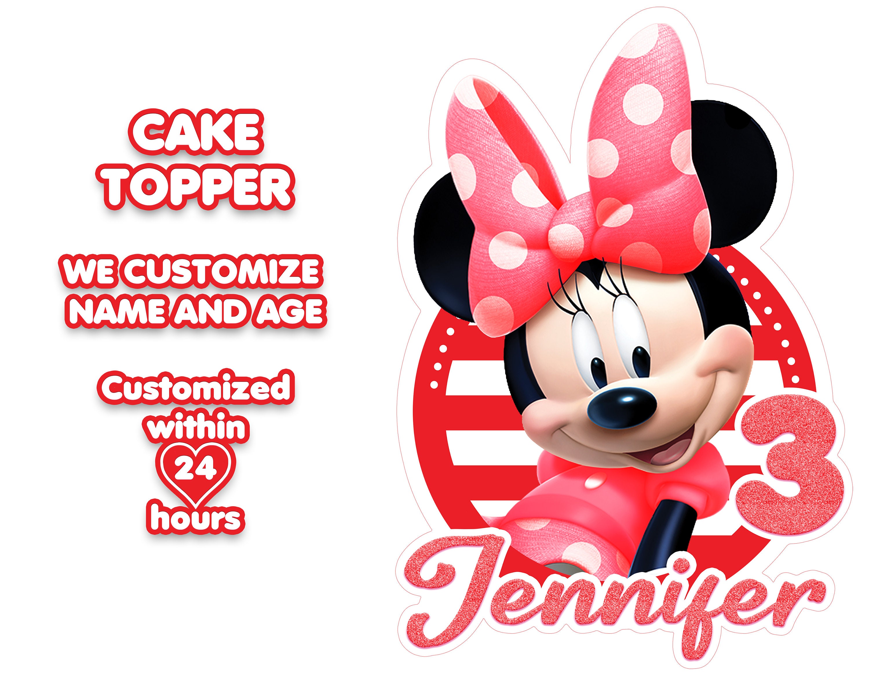 Minnie Mouse Name Theme Cake Topper  Birthday Celebration Items Online –  Party Supplies India