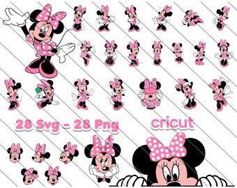 Svg Minnie Mouse, Svg Minnie Mouse pour Cricut, Minnie Mouse Png, Minnie Mouse rose