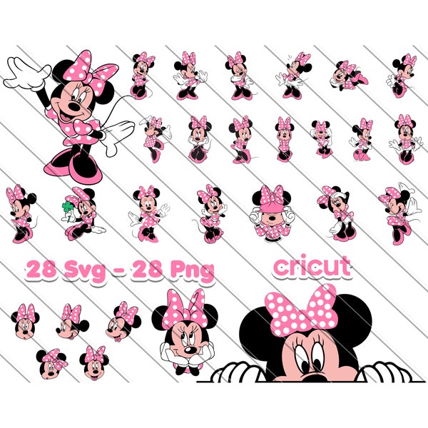 Minnie Mouse Svg, Minnie Mouse Svg voor Cricut, Minnie Mouse Png, roze Minnie Mouse