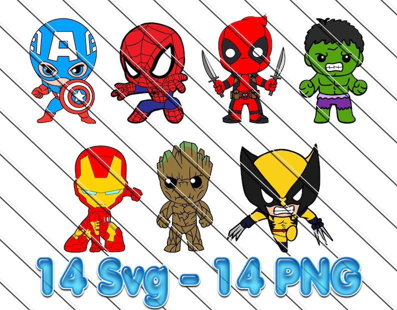 Superhero Svg, Baby Superhero Cricut Vector Bundle, Superhero DIY, Cut File For Cricut,  Silhouette, Marvel Svg, Marvels, Avengers Svg, Superhero clipart, Superhero svg, baby character svg, baby superhero svg, baby svg, cartoon svg, avengers svg pack