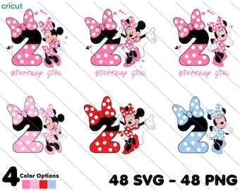 Minnie Mouse 2nd Birthday SVG PNG: Cake Topper Clip Art (Digital Download)