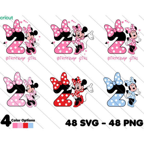 Minnie 2nd birthday, Minnie Mouse Svg, Minnie Mouse Svg For Cricut, 2nd birthday party, Cake Topper, Clip Art, Image Files,