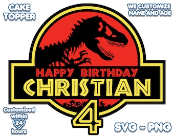 Custom Jurassic Park Birthday Cake Topper: Personalized PNG, SVG (Digital Download)