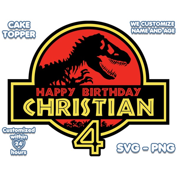 Custom Jurassic World Cake Topper, Personalised Printable Jurassic Park Backdrop Banner, Svg, Png, Svg For Cricut
