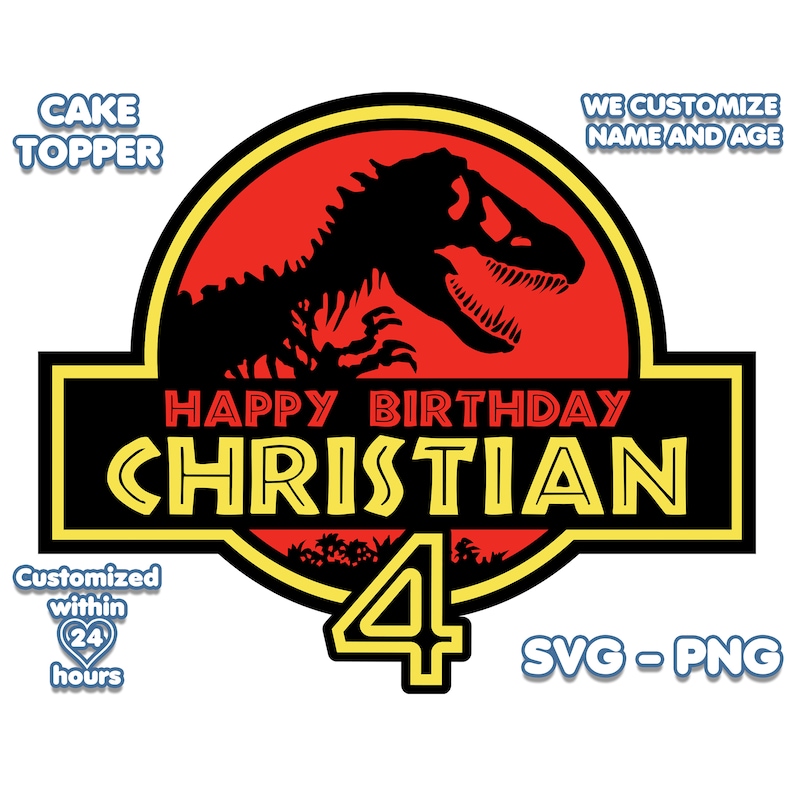 Custom Jurassic World Cake Topper Personalised Printable Etsy