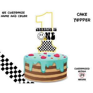 Personalized One Happy Dude Cake Topper: Smiley Face First Birthday (Digital PNG)