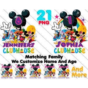 Família correspondente, camiseta personalizada de aniversário do Minnie Clubhouse PNG, esquadrão de aniversário do Club House, pacote de aniversariante, Clubhouse personalizado PNG