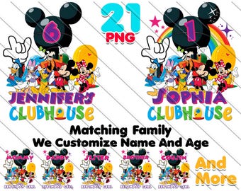Personalized Minnie Clubhouse Birthday T-Shirt PNG: Matching Family Bundle (Digital Download)
