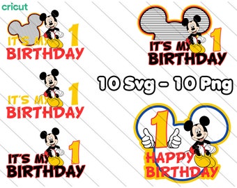 Mickey Mouse 1st Birthday SVG: Cake Topper, Shirt Design (Digital Download)