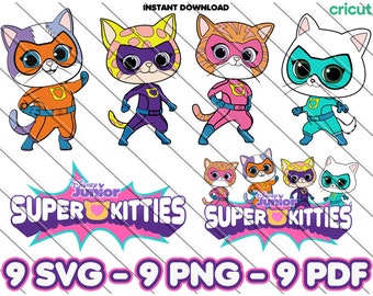Super Kitties SVG PNG Bundle: Logo, Character Graphics (Digital Download)