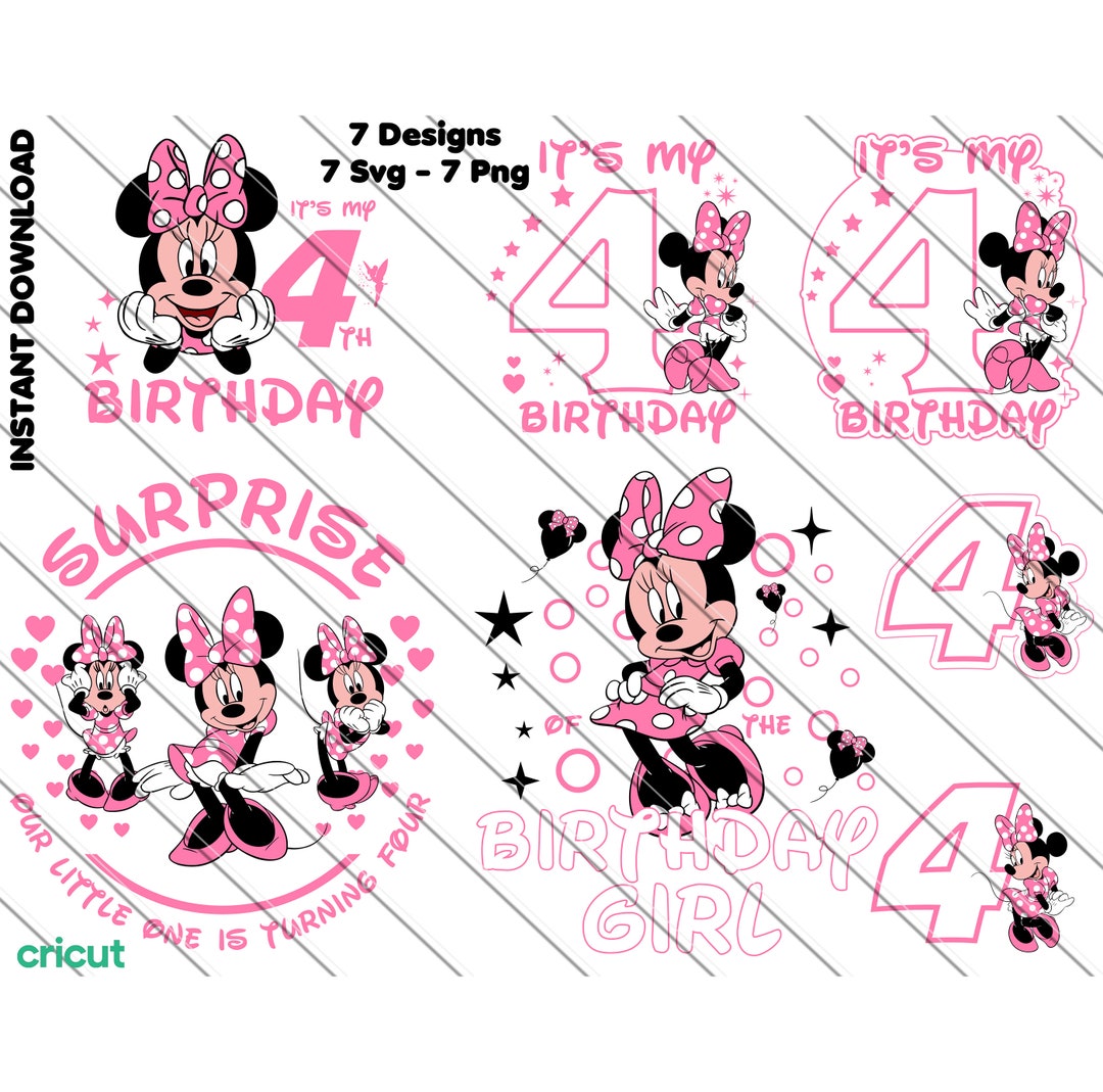 Minnie Mouse 4th Birthday, Minnie Mouse Svg, Minnie Mouse Svg for