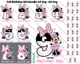 Paquete SVG PNG de Minnie Mouse para niña: Números familiares coincidentes (descarga digital)