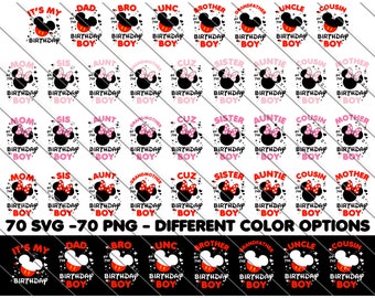 Mickey Mouse Birthday Boy Family SVG PNG Bundle (Digital Download)