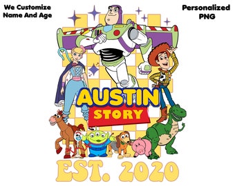 PNG de cumpleaños personalizado de Toy Story: Diseño personalizado de vacaciones familiares (descarga digital)