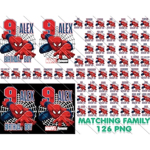 Personalized Spiderman Birthday Boy PNG: Matching Family (Digital Download)