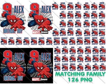 Personalized Spiderman Birthday Boy PNG: Matching Family (Digital Download)