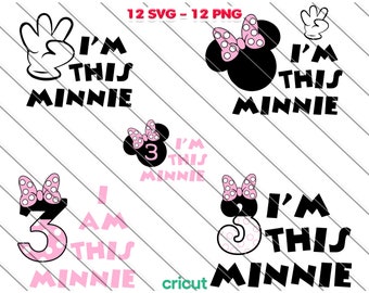 Minnie Mouse 3rd Birthday SVG, PNG: Girl Birthday Party (Digital Download)