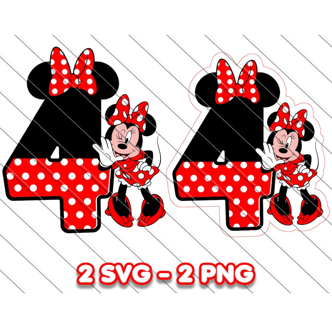 Printable Minnie Mouse 4th Birthday Svg, Png , Digital Download
