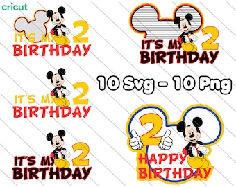 Mickey Mouse 2nd Birthday SVG PNG: Cake Topper Designs (Digital Download)