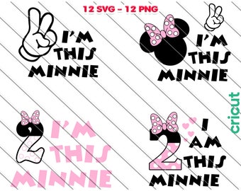 Minnie Mouse 2nd Birthday SVG, PNG: "I'm This Minnie" Clip Art (Digital Download)