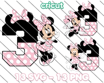 Minnie Mouse 3rd Birthday SVG PNG Clipart (Digital Download)