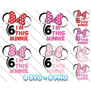 Minnie 6th Birthday SVG PNG: Girl Birthday Party Clip Art (Digital Download)