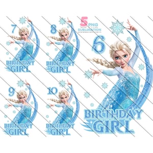 Elsa Birthday Girl PNG Bundle, Frozen Geburtstagskind, Frozen Birthday Design, Zahlen 6 bis 10, Prinzessin Geburtstagskind, Elsa Party Design