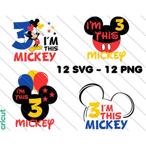Ich bin dies Micky Png, Micky Maus Svg, Geburtstag Svg, Micky mein 3. Geburtstag Svg, 3. Geburtstagsparty, Micky Clip Art, Bilddateien