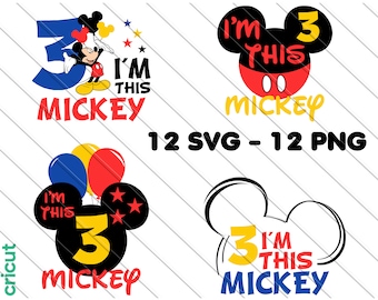 Micky Maus 3.Geburtstag SVG: "Ich bin dieses Micky" Clipart (digitaler Download)