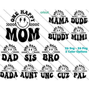 Passende Familie ein Geburtstag svg, Png, Smiley Bolt Eyes-Geburtstagsfeier, ein glücklicher Typ-Geburtstagsthema, Smiley Gesicht svg, Png,