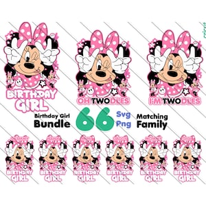 Oh Twodles ミニーマウス SVG バンドル: 2 歳の誕生日の女の子 (デジタルダウンロード)
