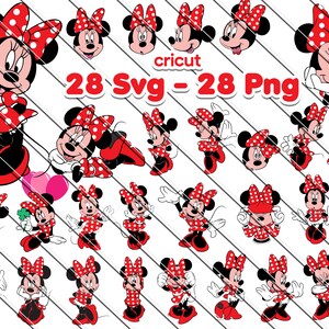 Red Minnie Mouse Svg, Minnie Mouse For Cricut,  Minnie Mouse Png, Minnie in Red Dress, Clip Art, Image Files